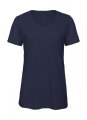 Dames V-hals T-shirt Triblend B&C TW058 Heather Navy